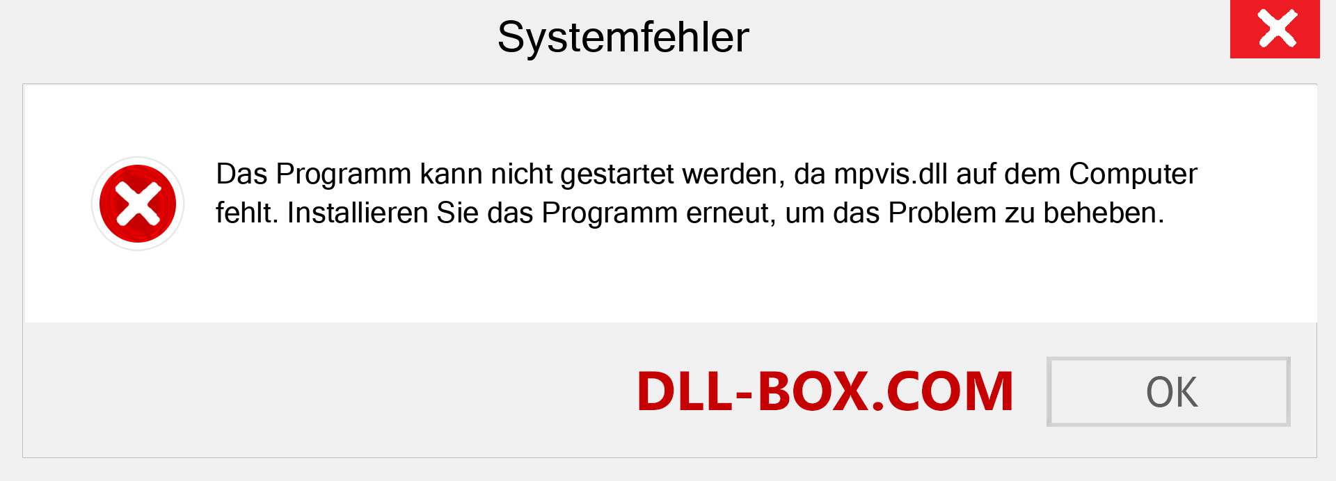 mpvis.dll-Datei fehlt?. Download für Windows 7, 8, 10 - Fix mpvis dll Missing Error unter Windows, Fotos, Bildern