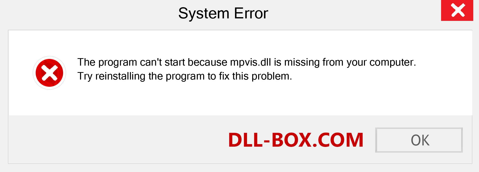  mpvis.dll file is missing?. Download for Windows 7, 8, 10 - Fix  mpvis dll Missing Error on Windows, photos, images