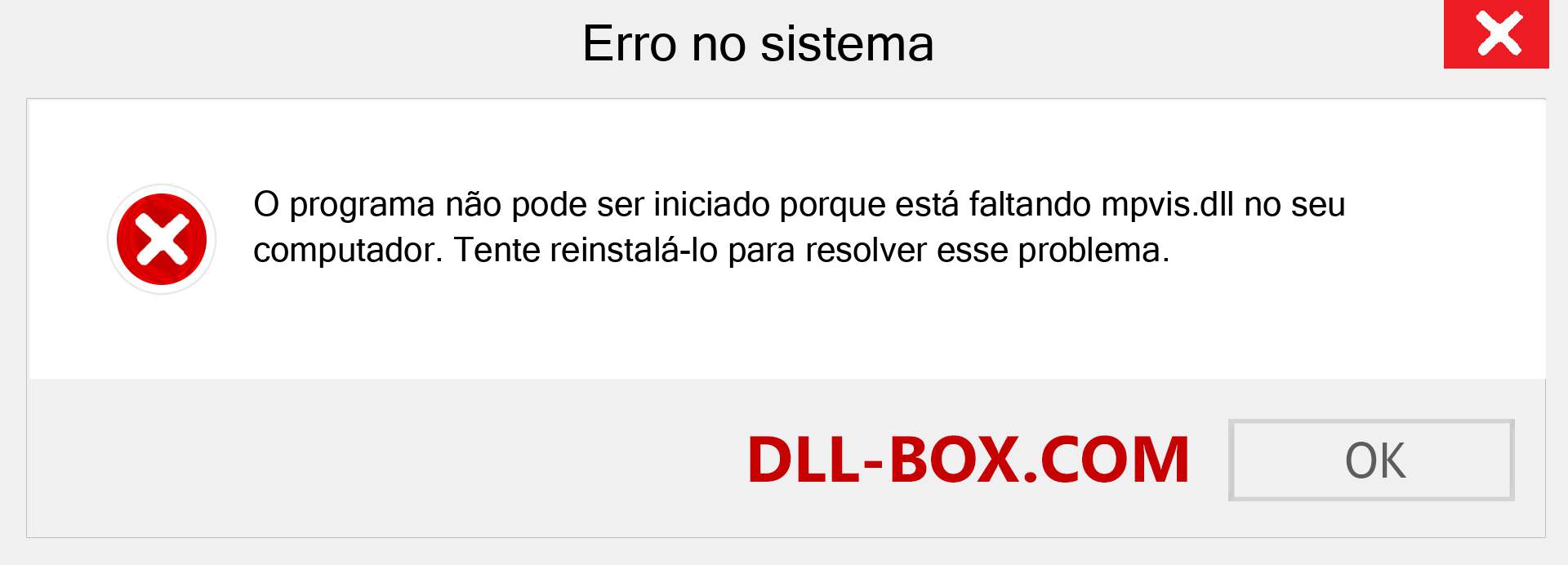 Arquivo mpvis.dll ausente ?. Download para Windows 7, 8, 10 - Correção de erro ausente mpvis dll no Windows, fotos, imagens